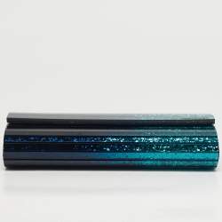 Pre Owned Jimmy Choo Sweetie Blue/Green Glitter Acrylic Chain Clutch