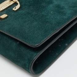 Pre Owned حقيبة كلتش جيمي تشو بوهيميا جلد شامواه أخضر غامق بسلسلة