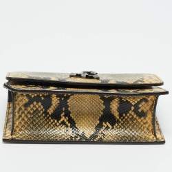Pre Owned Jimmy Choo Bohemian Mini Cream/Black Python Embossed Leather Chain Bag