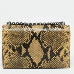 Pre Owned Jimmy Choo Bohemian Mini Cream/Black Python Embossed Leather Chain Bag
