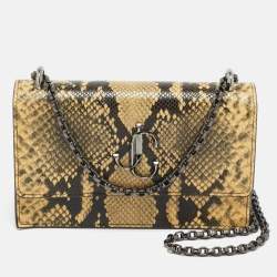 Pre Owned Jimmy Choo Bohemian Mini Cream/Black Python Embossed Leather Chain Bag