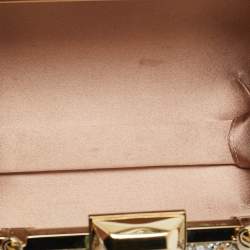 Pre Owned Jimmy Choo Cloud Beige/Multicolor Crystals and Satin Clutch