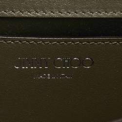 مملوكة مسبقًا Jimmy Choo Varenne Olive Green Croc Embossed Leather Chain Clutch