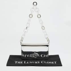 مملوكة مسبقًا Jimmy Choo Varenne Silver Mirror Leather Acrylic Chain Clutch