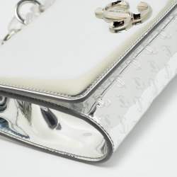 مملوكة مسبقًا Jimmy Choo Varenne Silver Mirror Leather Acrylic Chain Clutch