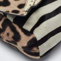 مملوكة مسبقًا حقيبة كتف جيمي تشو من جلد العجل بنقشة حيوانات مزينة بجلد الثعبان