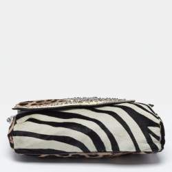 مملوكة مسبقًا حقيبة كتف جيمي تشو من جلد العجل بنقشة حيوانات مزينة بجلد الثعبان