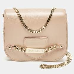 Pre Owned Jimmy Choo Shadow Chain Peach Leather Bag