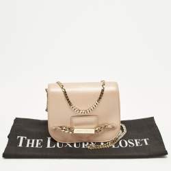 Pre Owned Jimmy Choo Shadow Chain Peach Leather Bag