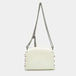 مملوكة مسبقًا Jimmy Choo Lockett City Off White Brushed Leather Shoulder Bag