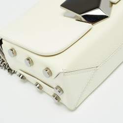 مملوكة مسبقًا Jimmy Choo Lockett City Off White Brushed Leather Shoulder Bag