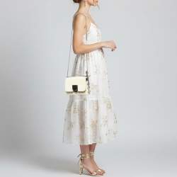 مملوكة مسبقًا Jimmy Choo Lockett City Off White Brushed Leather Shoulder Bag