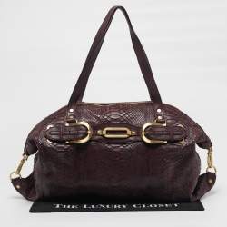 Pre Owned Jimmy Choo Purple Python and Leather Weekender