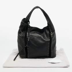 مملوكة مسبقًا Jimmy Choo Saba Studded Black Leather Hobo