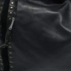 مملوكة مسبقًا Jimmy Choo Saba Studded Black Leather Hobo