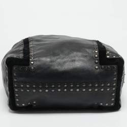 مملوكة مسبقًا Jimmy Choo Saba Studded Black Leather Hobo