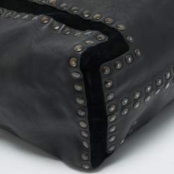 مملوكة مسبقًا Jimmy Choo Saba Studded Black Leather Hobo