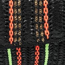 Pre Owned حقيبة كتف جيمي تشو سلسلة جلد أفعى وقش أسود