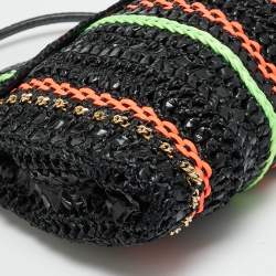 Pre Owned حقيبة كتف جيمي تشو سلسلة جلد أفعى وقش أسود