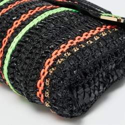 Pre Owned حقيبة كتف جيمي تشو سلسلة جلد أفعى وقش أسود