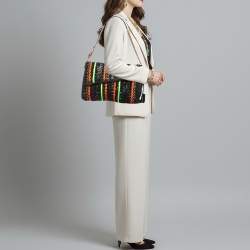 Pre Owned حقيبة كتف جيمي تشو سلسلة جلد أفعى وقش أسود