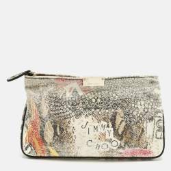 Pre Owned Jimmy Choo Zulu Multicolor Printed Coated Canvas Clutch