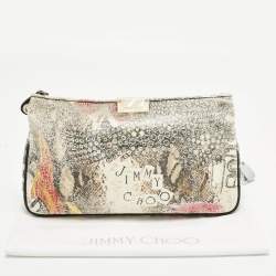Pre Owned Jimmy Choo Zulu Multicolor Printed Coated Canvas Clutch