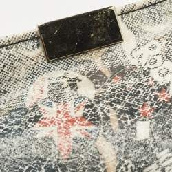 Pre Owned Jimmy Choo Zulu Multicolor Printed Coated Canvas Clutch