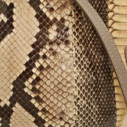 Pre Owned Jimmy Choo Side Pocket Beige/Cream Python and Leather Chain Shoulder Bag