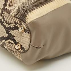 Pre Owned Jimmy Choo Side Pocket Beige/Cream Python and Leather Chain Shoulder Bag
