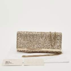 Pre Owned حقيبة كلتش جيمي تشو ميلا سلسلة لمعة خشنة معدنية