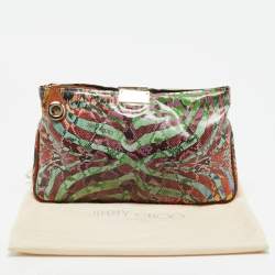 Pre Owned Jimmy Choo Multicolor Python Print Coated Canvas Zip Pouch