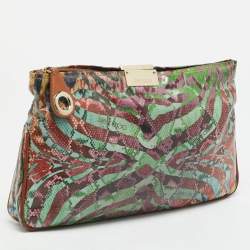 Pre Owned Jimmy Choo Multicolor Python Print Coated Canvas Zip Pouch