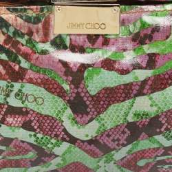 Pre Owned Jimmy Choo Multicolor Python Print Coated Canvas Zip Pouch