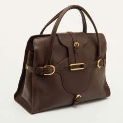 Pre Owned Jimmy Choo Tulita Brown Leather Tote