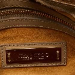 Pre Owned Jimmy Choo Rosalie Brown Glitter Python Satchel