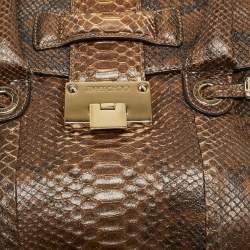 Pre Owned Jimmy Choo Rosalie Brown Glitter Python Satchel
