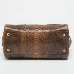 Pre Owned Jimmy Choo Rosalie Brown Glitter Python Satchel