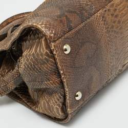 Pre Owned Jimmy Choo Rosalie Brown Glitter Python Satchel