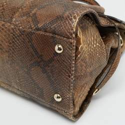 Pre Owned Jimmy Choo Rosalie Brown Glitter Python Satchel