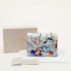 Pre Owned Jimmy Choo Candy White Hummingbird Acrylic and Leather Chain Clutch