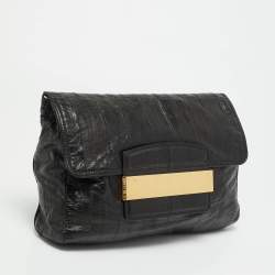 Pre Owned Jimmy Choo Carolina Black Eel Leather and Snakeskin Shoulder Bag