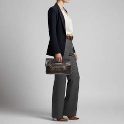 Pre Owned Jimmy Choo Carolina Black Eel Leather and Snakeskin Shoulder Bag