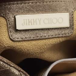 Pre Owned Jimmy Choo Sky Beige Shimmering Woven Suede Hobo