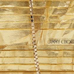 Pre Owned Jimmy Choo Sweetie Gold Fabric Acrylic Chain Clutch