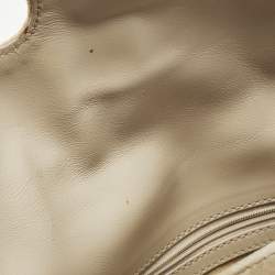 Pre Owned Jimmy Choo Tulita Beige Leather and Velvet Shoulder Bag