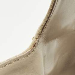 Pre Owned Jimmy Choo Tulita Beige Leather and Velvet Shoulder Bag