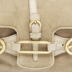 Pre Owned Jimmy Choo Tulita Beige Leather and Velvet Shoulder Bag