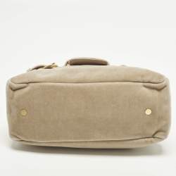 Pre Owned Jimmy Choo Tulita Beige Leather and Velvet Shoulder Bag