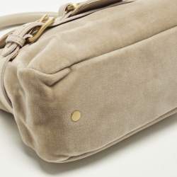 Pre Owned Jimmy Choo Tulita Beige Leather and Velvet Shoulder Bag